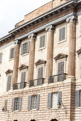 Fototapeta na wymiar Gubbio, Perugia, Italy - Piazza Grande, in Gubbio, architectural details of the ancient palaces
