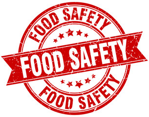 food safety round grunge ribbon stamp