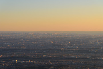 東京～横浜～湘南　夜明け頃　丹沢大山山頂からの風景