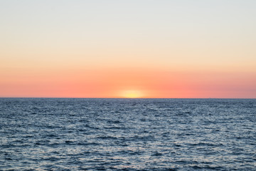 Obraz premium Panoramic view of Forio at sunset, Soccorso Church, Ischia, Phlegrean Islands, Tyrrhenian Sea, Italy, South Europe