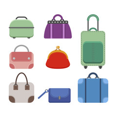 Set of women handbags. Flat color icon of a fashion accessory.