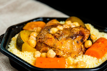 traditional moroccan dish couscous salad with Sausage