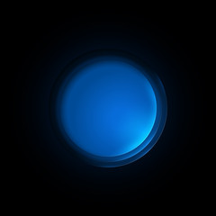 3d abstract cut out illustration of circle button with neon light from inside. Vector design layout template