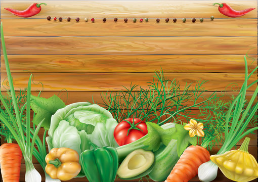 Vegetables on a wooden background