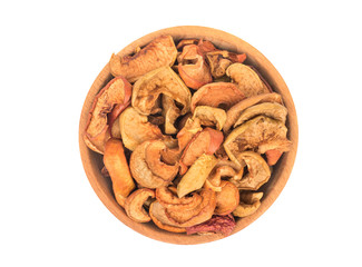 Dry slices apple in bowl