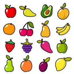 Collection of fruits in cartoon style