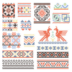 Illustrations of traditional russian culture. Geometrical ornament in ethnic style