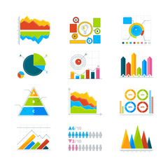 Vector modern elements for infographics. Horizontal and verticals bars, circle shapes, charts
