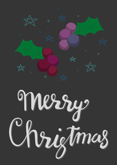 Fototapeta na wymiar Holiday background with Christmas branch with cherry