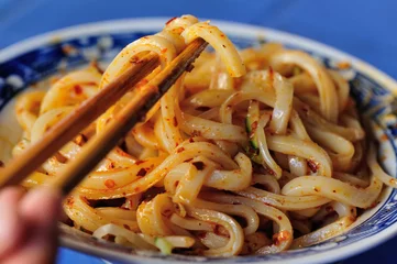 Poster chinese food cold noodles with sesame sauce © lzf