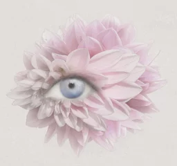 Keuken foto achterwand Surrealisme Oog van bloemblaadjes