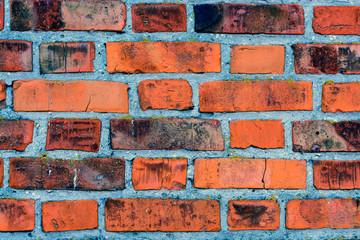 Fototapeta premium red old brick wall texture grunge background with vignetted corners