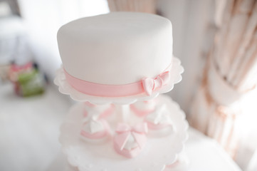 Lovely and tasty white and pink cake