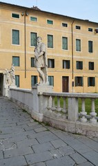 Naklejka premium Castelfranco Veneto and statues in Piazza della Chiesa, Liberty street in Italy, Europe