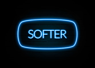 Softer  - colorful Neon Sign on brickwall