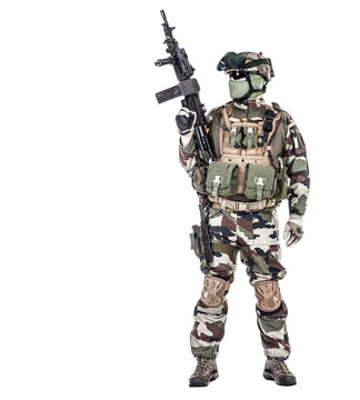 Paratroopers of french 1st Marine Infantry Parachute Regiment RPIMA studio shot