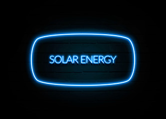 Solar Energy  - colorful Neon Sign on brickwall