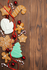 Christmas cookies on  wood background