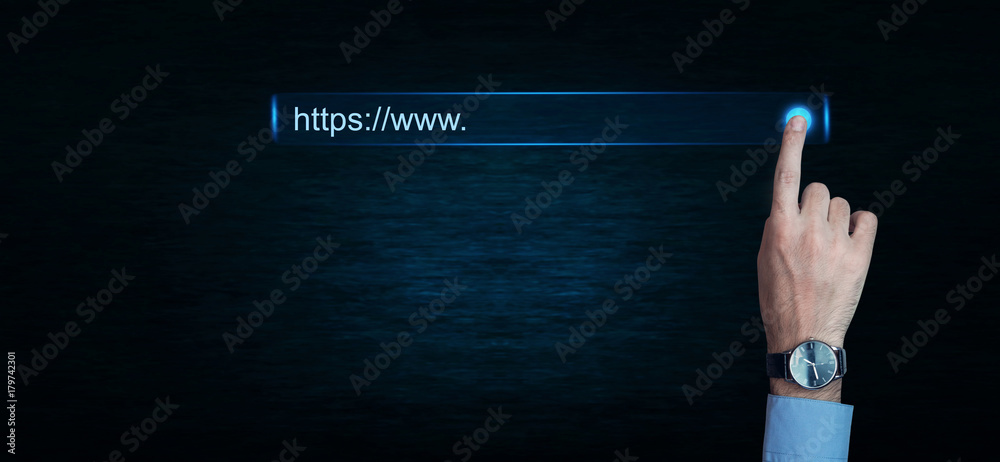 Canvas Prints hand touching https address.
