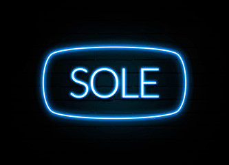 Sole  - colorful Neon Sign on brickwall