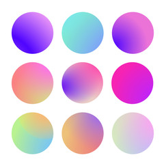 Round gradient set with modern abstract backgrounds. Colorful fluid covers for calendar, brochure, invitation, cards. Trendy soft color. Template with round gradient set for screens and mobile app