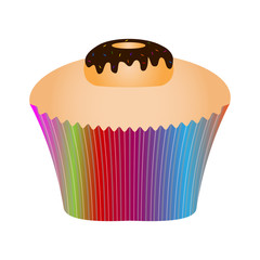 Cupcake isolated on white background, Vector illustration