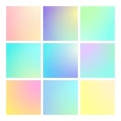 Modern gradient set with square abstract backgrounds. Colorful fluid cover for poster, banner, flyer and presentation. Trendy soft color. Template with modern gradient set for screens and mobile app