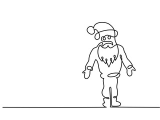 Continuous line drawing. Santa Claus Christmas sign. Vector illustration