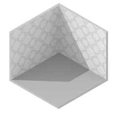 3d isometric rendering of empty gray room