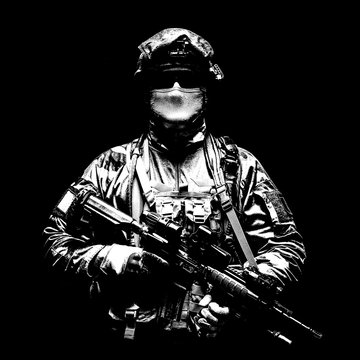 Paratrooper of french 1st Marine Infantry Parachute Regiment RPIMA studio shot