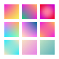 Square gradient set with modern abstract backgrounds. Colorful fluid covers for calendar, brochure, invitation, cards. Trendy soft color. Template with square gradient set for screens and mobile app