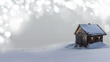 Freigestellte Hütte im Schnee