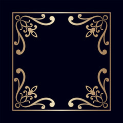 Vintage decorative frame with golden gradient . Template for design. Vector illustration eps10