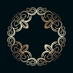 Vintage decorative frame with golden gradient . Template for design. Vector illustration eps10