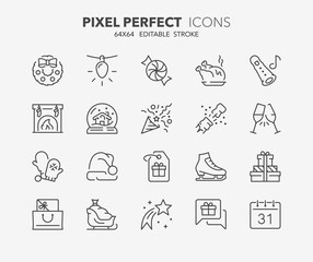 christmas thin line icons 2