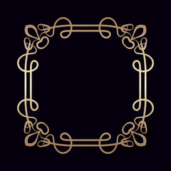 Vintage decorative frame with golden gradient . Template for design. Vector illustration eps10