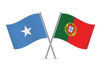 Somalia and Portugal flags.Vector illustration.