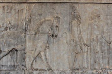 Relief on a wall of the ancient city Persepolis