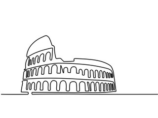 Rome, Coliseum. Editable continuous line icon Vector illustration
