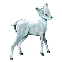 Silver watercolor deer.