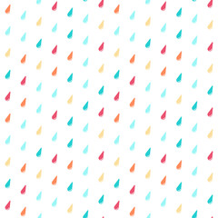 Seamless pattern with colorful rain drops. Cute vector background