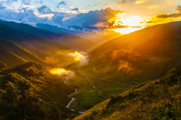 Svaneti mountains in Georgia. Landscape of Caucasus