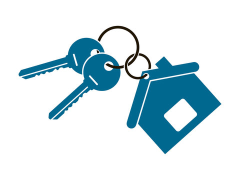 two keys from the apartment with a keychain in the form of a house