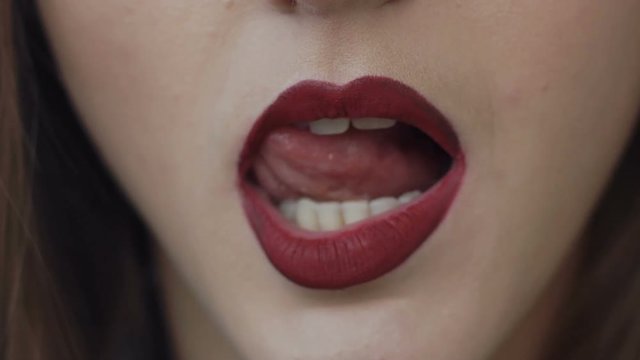 Close up of licking lips
