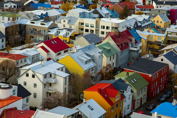 Aerial view of Reykjavik, the capital city of Iceland. - obrazy, fototapety, plakaty