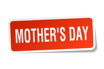 mother's day square sticker on white