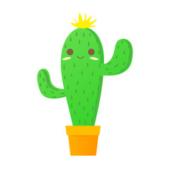 Smiling cartoon cactus in pot