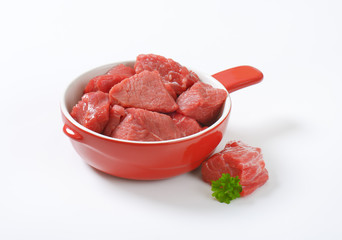 diced raw beef