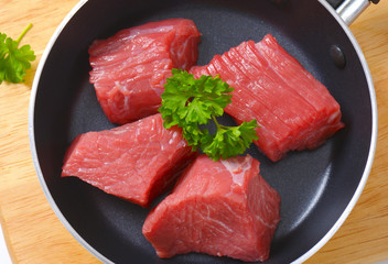 diced raw beef