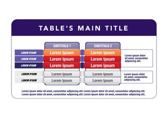 Data table template. ideal for presentations and institutional materials